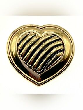 Vintage Landau Heart Brooch Gold Tone Classic Statement Pin